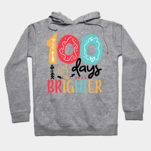 100 Days Brighter 100 days of School gift for Teacher Kids Hoodie